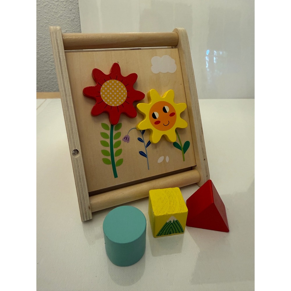 Tooky Toy TH912 Wooden Activity Triangle Shape Sorter Montessori Toddler 12M+